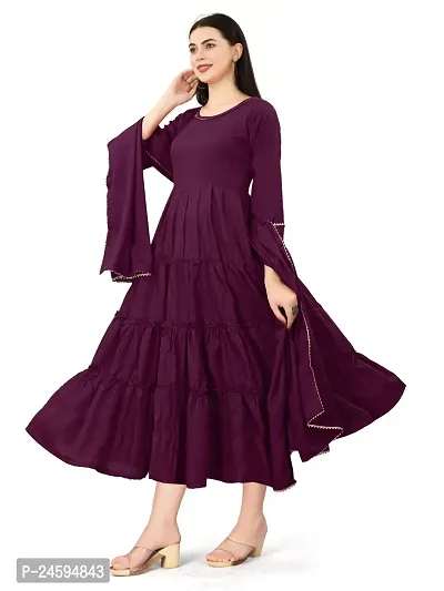 Trendy Purple Solid Polyester Kurta Bottom Set For Women-thumb5