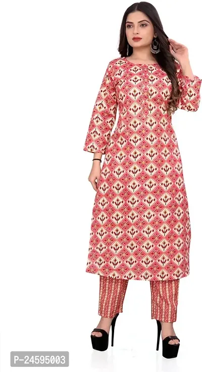 Trendy Pink Printed Cotton Blend Kurta Bottom Set For Women-thumb0
