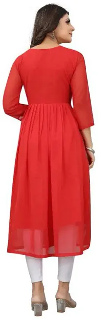 Trendy Red Embroidered Georgette Kurta For Women-thumb1