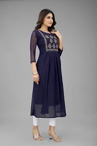 Trendy Blue Embroidered Georgette Kurta For Women-thumb2