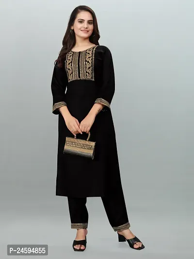 Trendy Black Applique Polyester Kurta Bottom Set For Women-thumb4