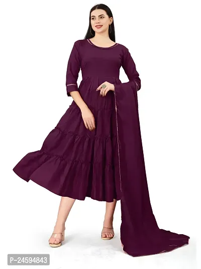 Trendy Purple Solid Polyester Kurta Bottom Set For Women-thumb0