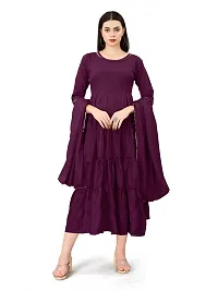 Trendy Purple Solid Polyester Kurta Bottom Set For Women-thumb2