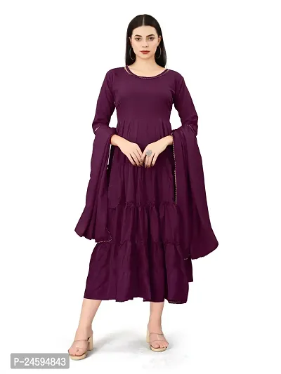 Trendy Purple Solid Polyester Kurta Bottom Set For Women-thumb3