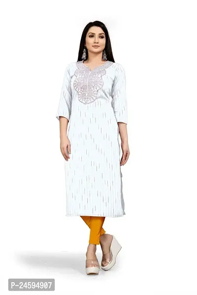Trendy White Solid Chanderi Cotton Kurta For Women-thumb0