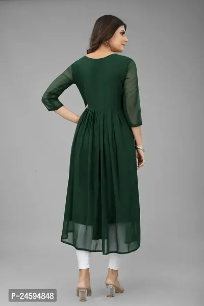 Trendy Green Embroidered Georgette Kurta For Women-thumb2