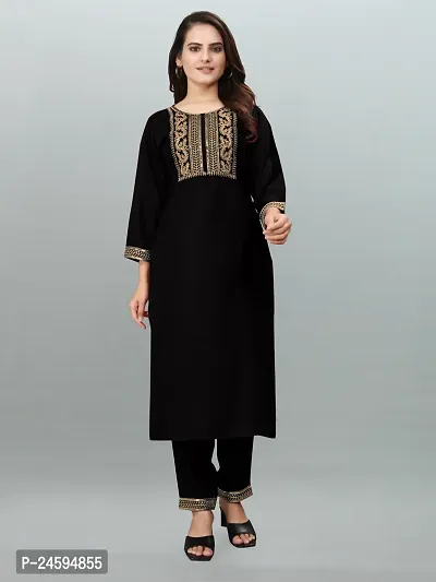 Trendy Black Applique Polyester Kurta Bottom Set For Women-thumb0