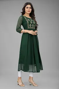 Trendy Green Embroidered Georgette Kurta For Women-thumb3