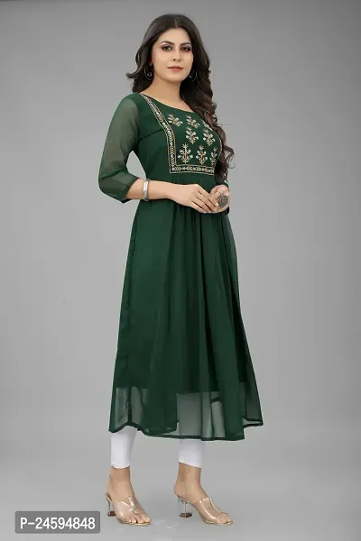 Trendy Green Embroidered Georgette Kurta For Women-thumb5