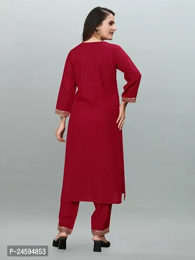 Trendy Red Applique Polyester Kurta Bottom Set For Women-thumb2