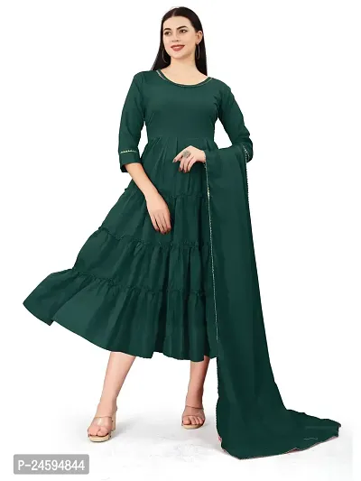 Trendy Green Solid Polyester Kurta Bottom Set For Women