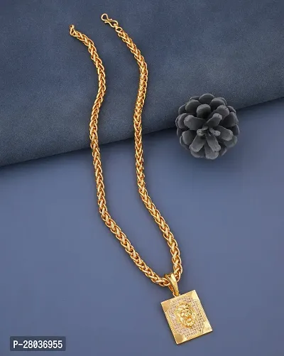 Stylish Golden Alloy American Diamond Pendant Set For Women