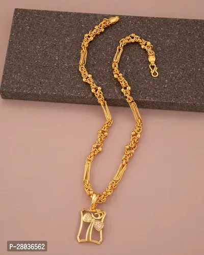 Stylish Golden Alloy American Diamond Pendant Set For Women