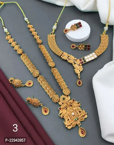 Khodalkrupa Jewellary Long and Short Necklece Combo set