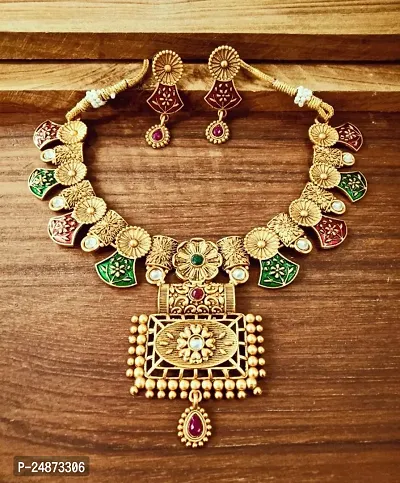 Khodalkrupa Jewellary New Stylish Fancy Designer Necklace With Designer Earings