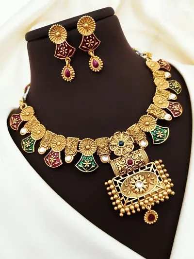 Khodalkrupa Jewellary New Stylish Fancy Designer Necklace With Designer Earings