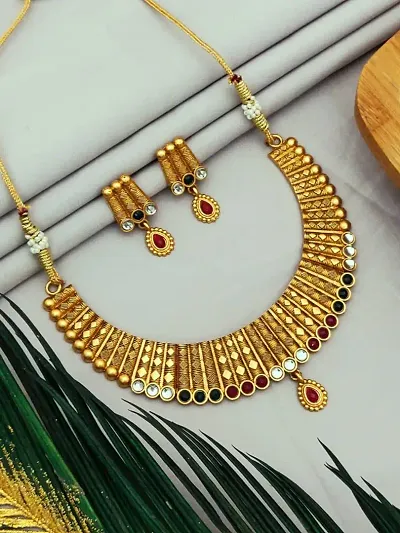 Khodalkrupa Jewellary New Stylish Fancy Designer Necklace With Designer Earings