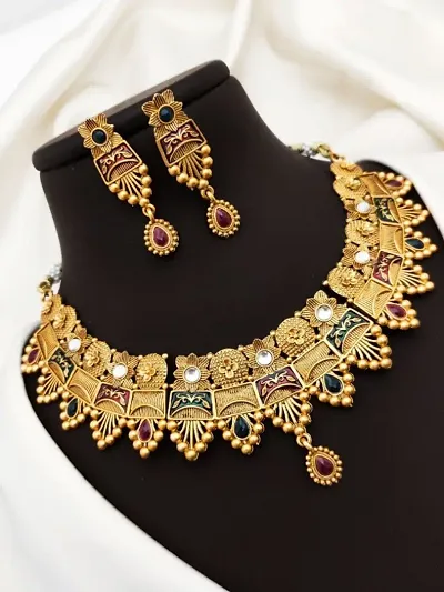 Khodalkrupa Jewellary New Stylish Fancy Designer Necklace With Designer Earings