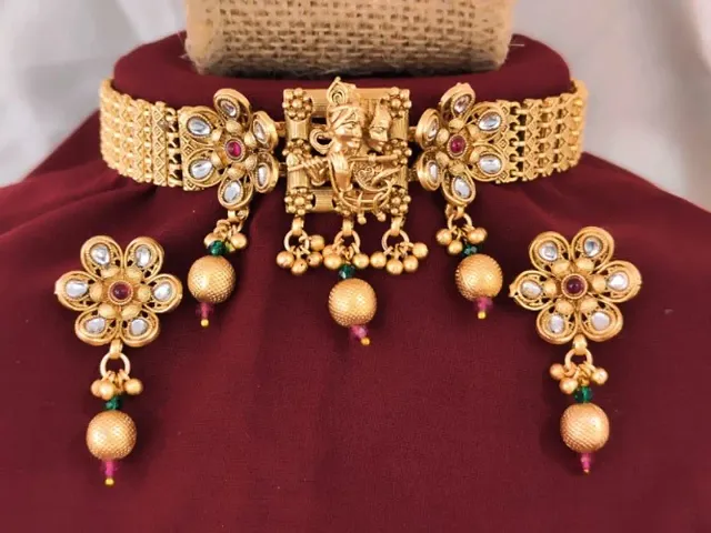 Khodalkrupa Jewellary New Stylish Fancy Designer Necklace With Designer Earings