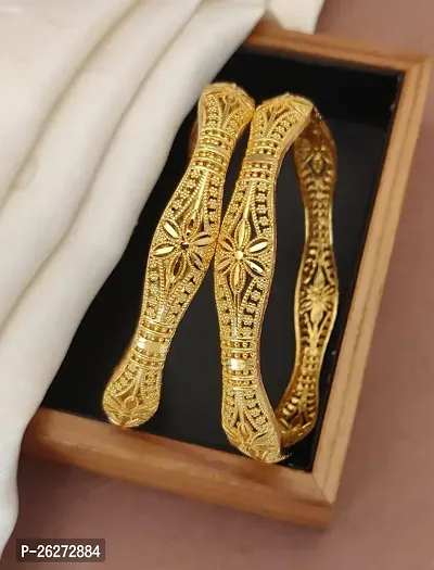 Khodalkrupa Jewellery New Designer Gold Plated Heavy Bengles-thumb0