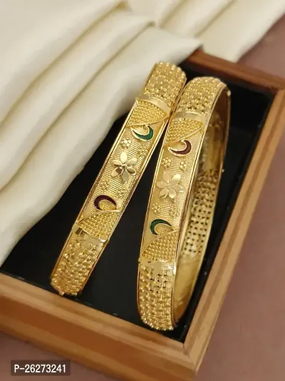 Elegant Jewellery New Designer Gold Plated Heavy Bangles-thumb0