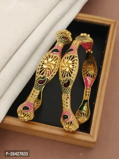 Khodalkrupa Jewellery New Designer Gold Plated Heavy Bengles-thumb0