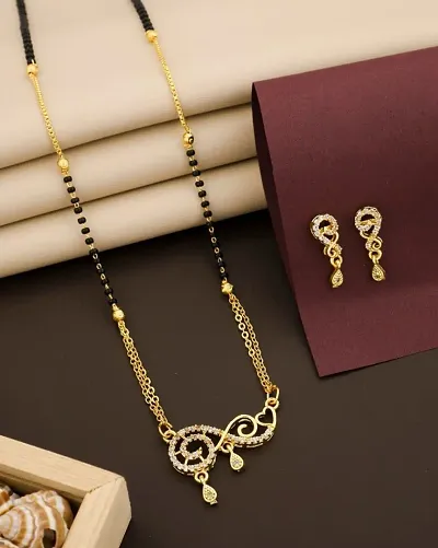 Gold Plated Alloy American Diamond Mangalsutra Sets