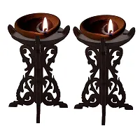 IMKR Hand Crafted Unique Beautiful Wooden Diya Stand for Home Temple Pooja Room and Festival Decoration Item (Pack of 1)-thumb2