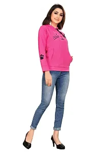 Women Cap sweatshirt Cat Printed pink Color 1 PC-thumb3
