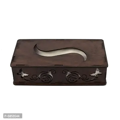Wooden Tissue Paper Box Holder Decorative Organizer Napkin Holder Box for Bathroom |Office | Kitchen | Car - with Tissue Paper (Brown, BUTERFLY)1 pc