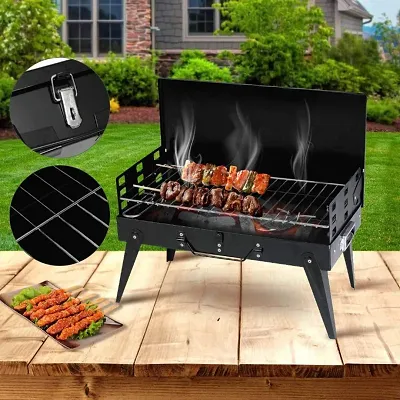 Foldable Briefcase Style Charcoal Barbecue and Tandoor Grill Barbeque Stand for Outdoor Picnic Camping and Traveling 1 PC