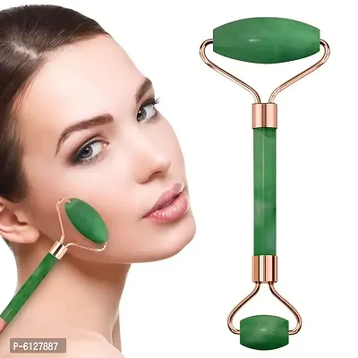 Jade Roller and Gua Sha Skin Scraper Natural Facial Set with Facial Stone and Roller for Firming Face, 100% Natural Jade Stone Face Roller Anti-Aging, Puffy Eyes Massager, Neck, Anti Wrinkle-thumb0