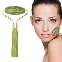 Jade Roller and Gua Sha Skin Scraper Natural Facial Set with Facial Stone and Roller for Firming Face, 100% Natural Jade Stone Face Roller Anti-Aging, Puffy Eyes Massager, Neck, Anti Wrinkle-thumb1