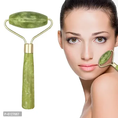 Jade Roller and Gua Sha Skin Scraper Natural Facial Set with Facial Stone and Roller for Firming Face, 100% Natural Jade Stone Face Roller Anti-Aging, Puffy Eyes Massager, Neck, Anti Wrinkle-thumb2