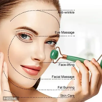 Jade Roller and Gua Sha Skin Scraper Natural Facial Set with Facial Stone and Roller for Firming Face, 100% Natural Jade Stone Face Roller Anti-Aging, Puffy Eyes Massager, Neck, Anti Wrinkle-thumb3