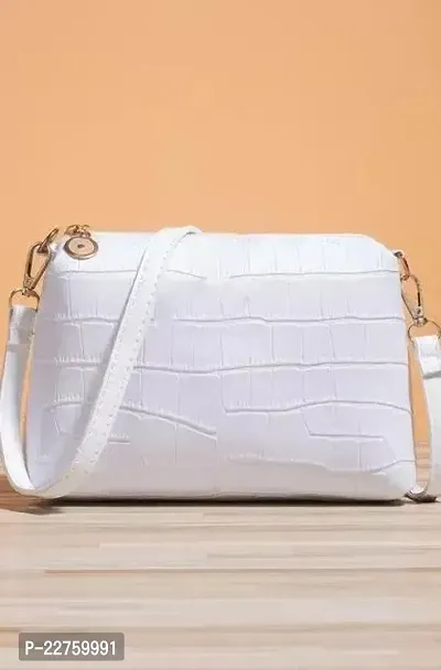 Stylish White PU  Sling Bags For Women-thumb0