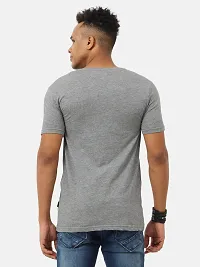 Stylish Grey Cotton Printed Round Neck Tees For Men-thumb2