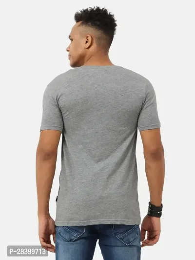 Stylish Grey Cotton Printed Round Neck Tees For Men-thumb3