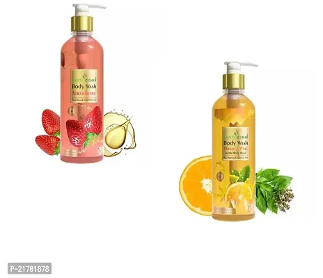 Earthgenix Strawberry Body Wash (300ml) And Earthgenix Body Wash Orange Peel with Holy Basil 300ml