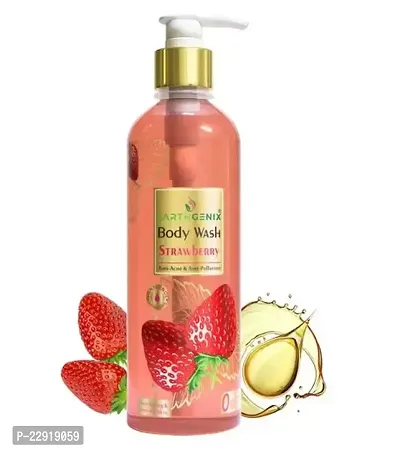 Earthgenix Strawberry Body Wash (300ml), (Loofah Free), For Anti-Acne  Anti-Pollution-thumb0