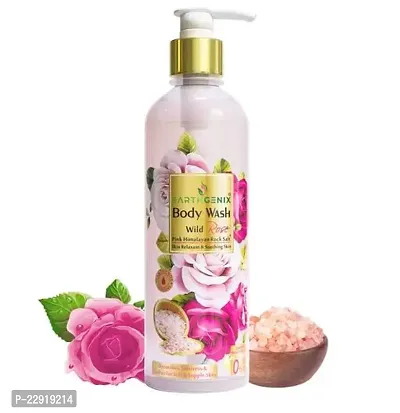 Earthgenix Body Wash Wild Rose + Pink Rock Salt 300ml, (Loofah Free)-thumb0