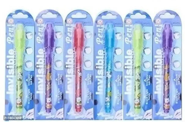 Invisible Ink Magic Pen with UV-Light Spy Detective Pen For Birthday Gift For All Age Group (PACK OF 6)-thumb0
