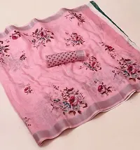 MAVIE Elegant Comfort Linen Traditional Digital Regular Saree, Pink-thumb1