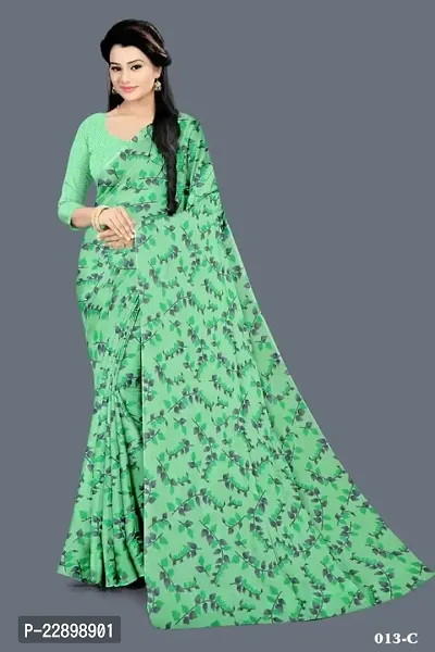 MAVIE Elegant Comfort Georgette Traditional Manjulika Regular Saree, Green