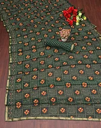 MAVIE Elegant Comfort Women's Georgette Ajrak Traditional Regular Saree, Green-thumb1