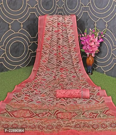 MAVIE Elegant Comfort Linen Traditional Digital Regular Saree, Multicolor