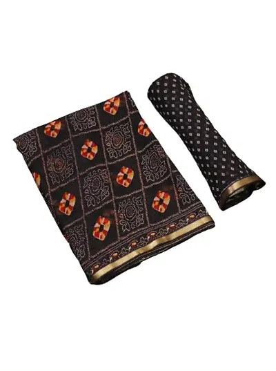 Krishna Creation Women's Georgette Ajrak Traditional Regular Saree