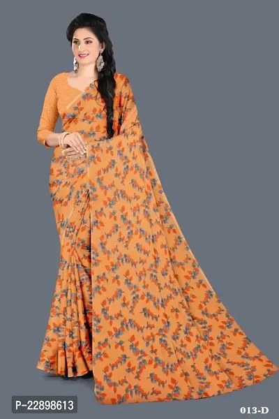 MAVIE Elegant Comfort Georgette Traditional Manjulika Regular Saree, Orange