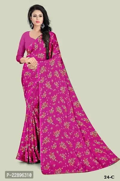 MAVIE Elegant Comfort Georgette Traditional D Methli Regular Saree, Pink-thumb0