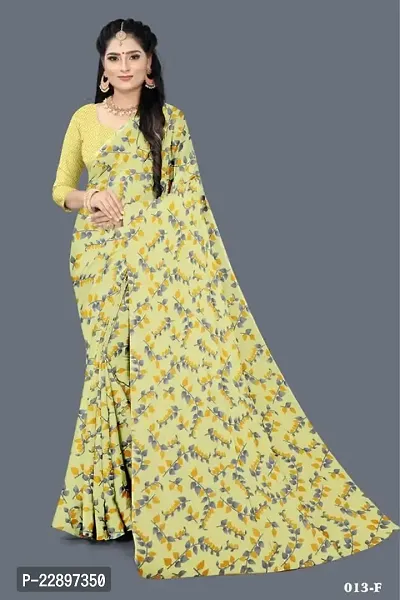 MAVIE Elegant Comfort Georgette Traditional Manjulika Regular Saree, Yellow